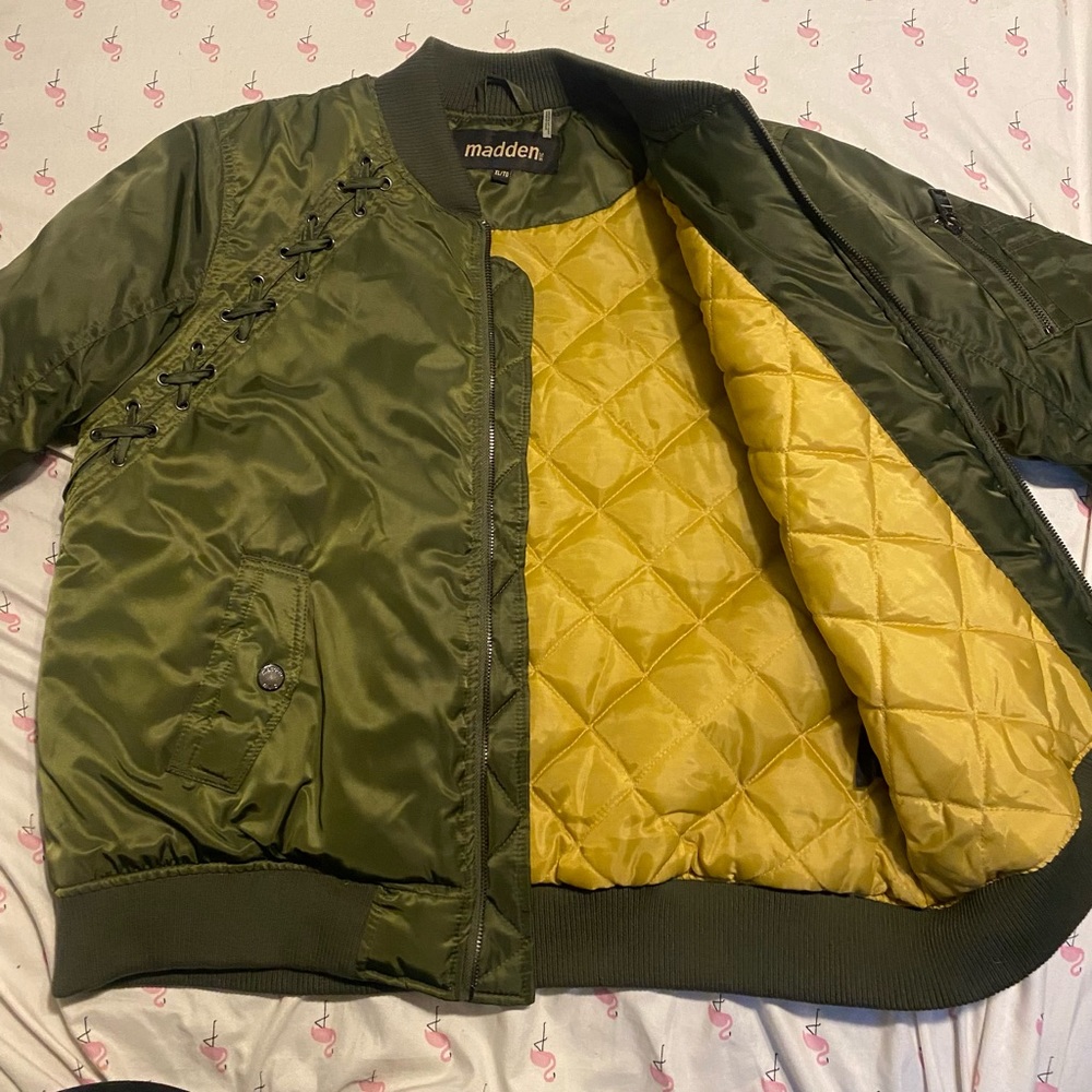 MaddenNYC brand, army green bomber jacket